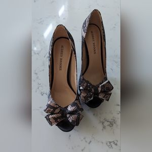 Lace and nude peep toe heels